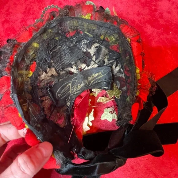 Vintage 40s/50s elaborate floral embellished head piece display picture 1